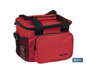 Nevera portátil porta alimentos | Bolsa isotérmica | Correa ajustable | Color: rojo | Medidas: 23 x 17 x 18 cm