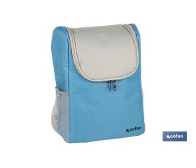 Mochila nevera isotérmica | Mochila de refrigeración | Capacidad: 10 litros | Color: Azul y gris | Medidas: 28 x 12,5 x 37 cm