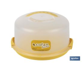 Tartera redonda en color amarillo | Incluye asa y tapa | Medidas: 34,5 x 18,5 cm