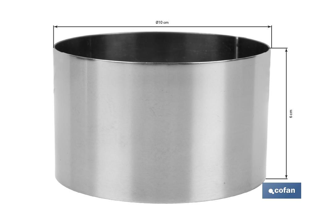MOLDE REDONDO PARA EMPLATAR ACERO INOXIDABLE  10 X 6 CM
