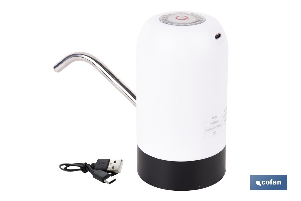 DISPENSADOR DE AGUA PARA GARRAFAS RECARGABLE USB 6.9 X12.3 CM