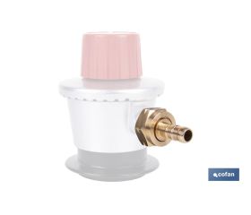 Racord para tubería de gas | Adecuado para regulador de gas 41003096 | Rosca izquierda 21,8 mm | Material: Latón | Medidas: 2,4 cm largo x 3,5 cm alto