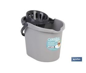 Cubo + Escurridor | Color Gris | Modelo Danubio |  Con Asa Ergonómica
