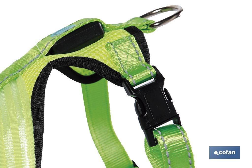 ARNES ILUMINADO Y REFLECTANTE CON LUZ LED PARA PERROS  45x45-70cm