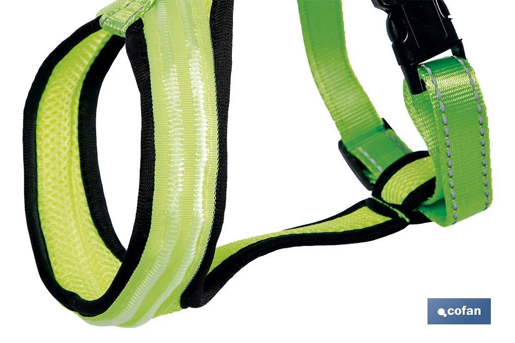 ARNES ILUMINADO Y REFLECTANTE CON LUZ LED PARA PERROS  45x45-70cm