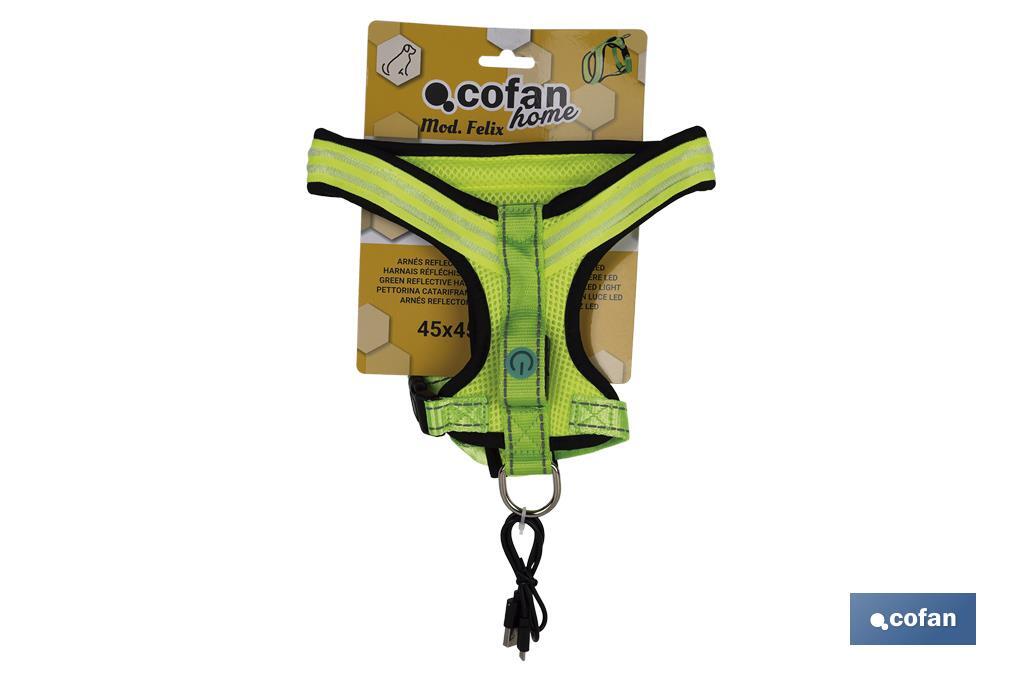 ARNES ILUMINADO Y REFLECTANTE CON LUZ LED PARA PERROS  45x45-70cm