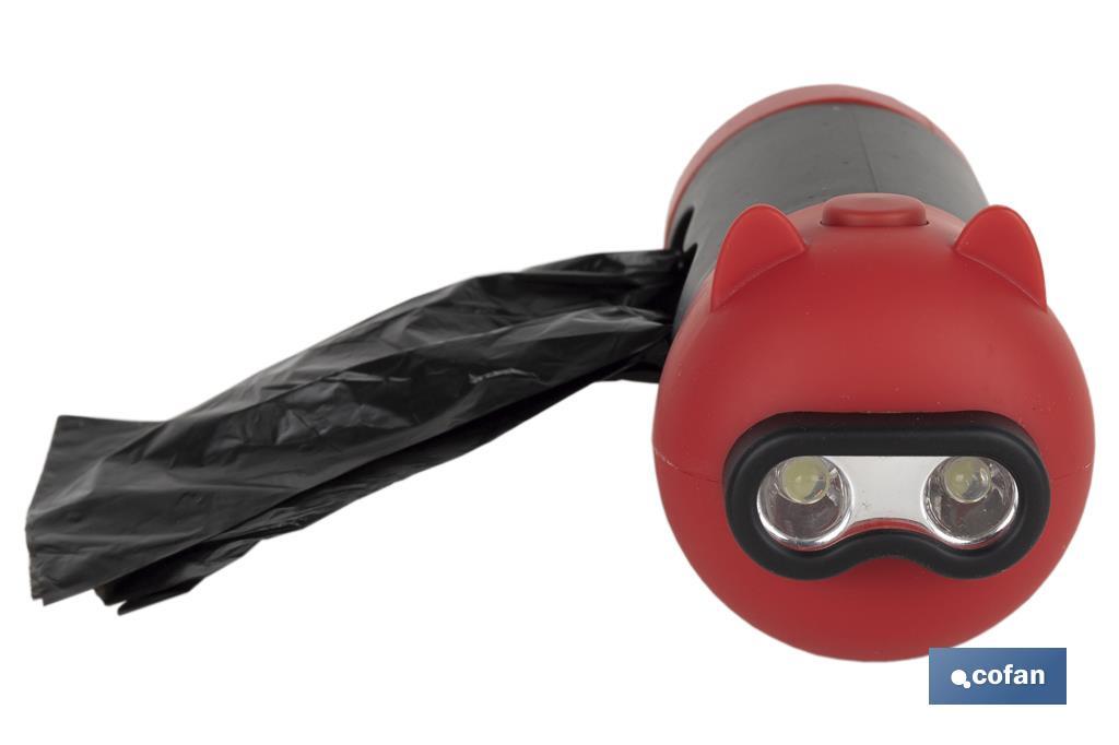 DISPENSADOR DE BOLSAS MASCOTA CON LINTERNA LED  13,5 X 4,5 CM