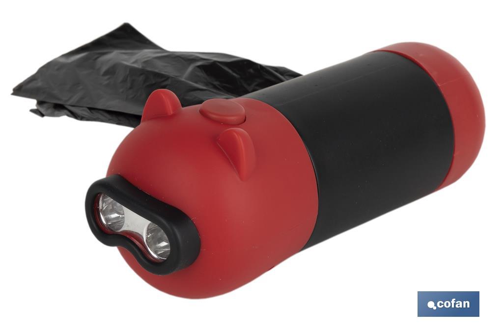 DISPENSADOR DE BOLSAS MASCOTA CON LINTERNA LED  13,5 X 4,5 CM