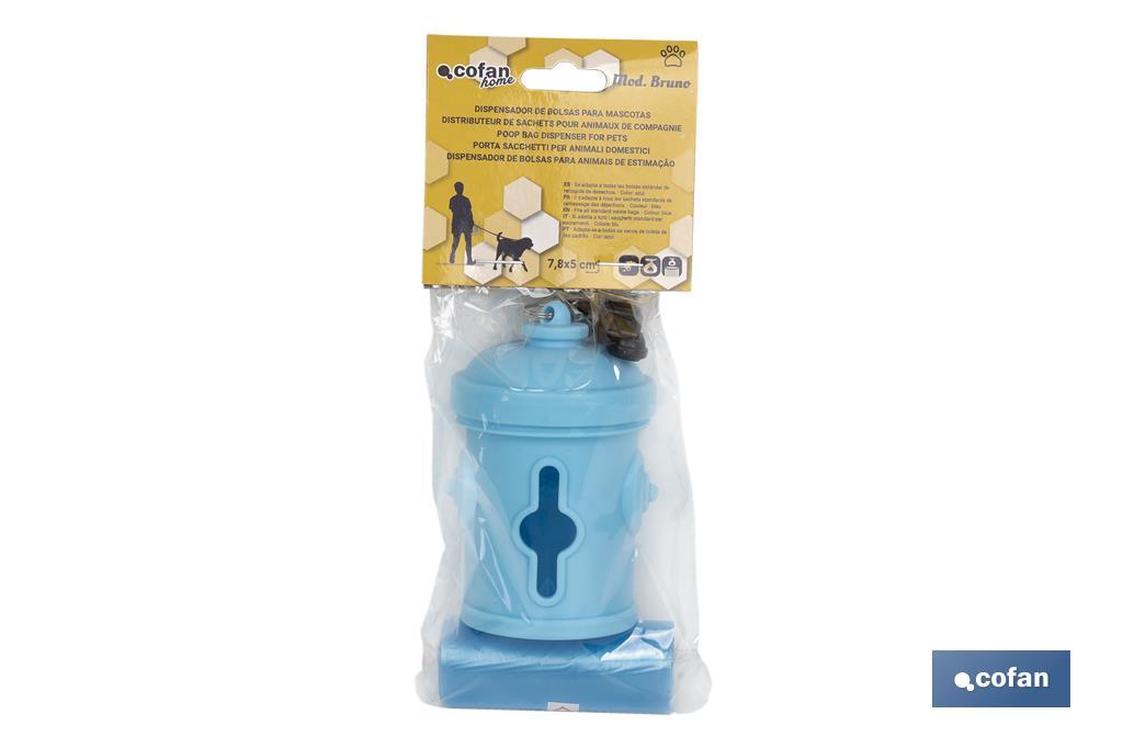 DISPENSADOR DE BOLSAS PARA MASCOTAS AZUL 7,8X5CM