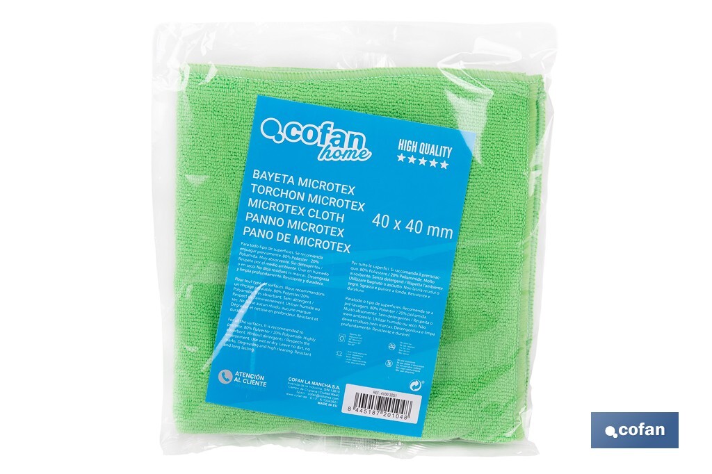 BAYETA MICROTEX 40X40cm COLOR VERDE