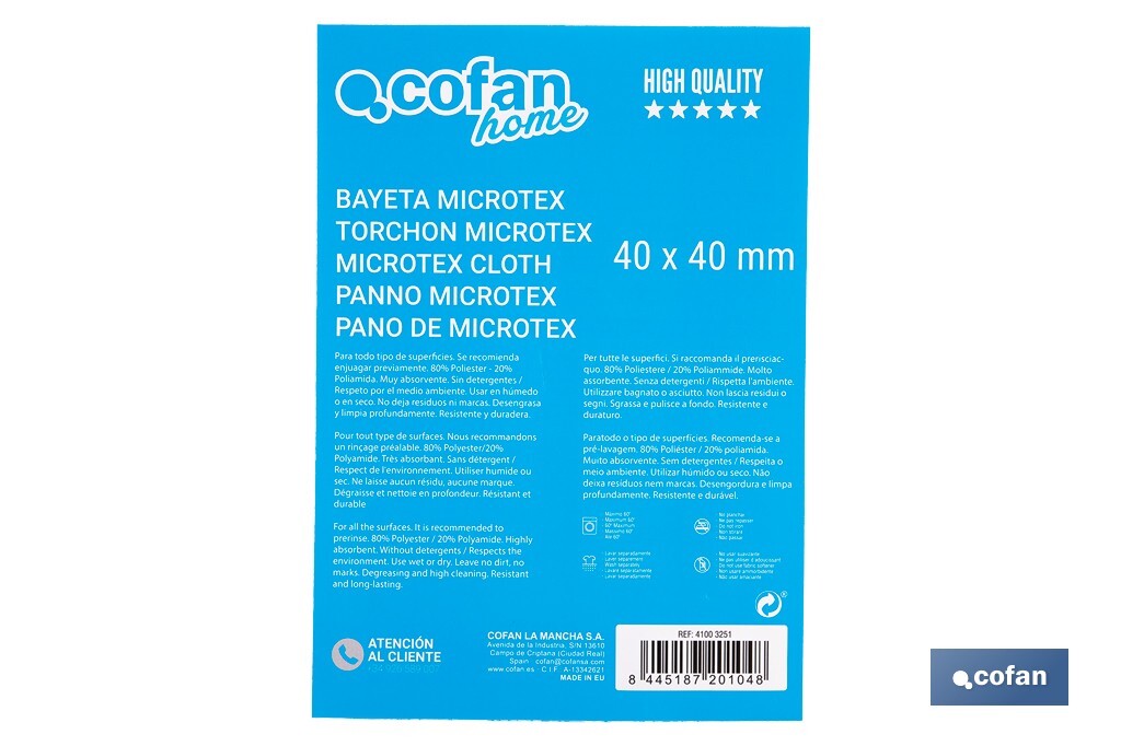 BAYETA MICROTEX 40X40cm COLOR VERDE