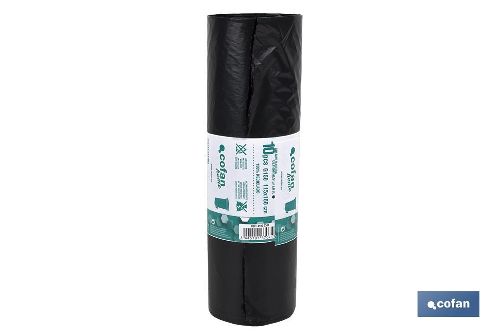 PACK 10 BOLSAS BASURA115x160cm GALGA 150 NEGRO