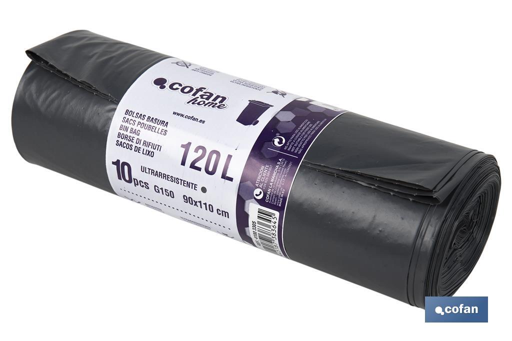BOLSA DE BASURA 90X110 GALGA 150 COLOR GRIS 10 UDS.