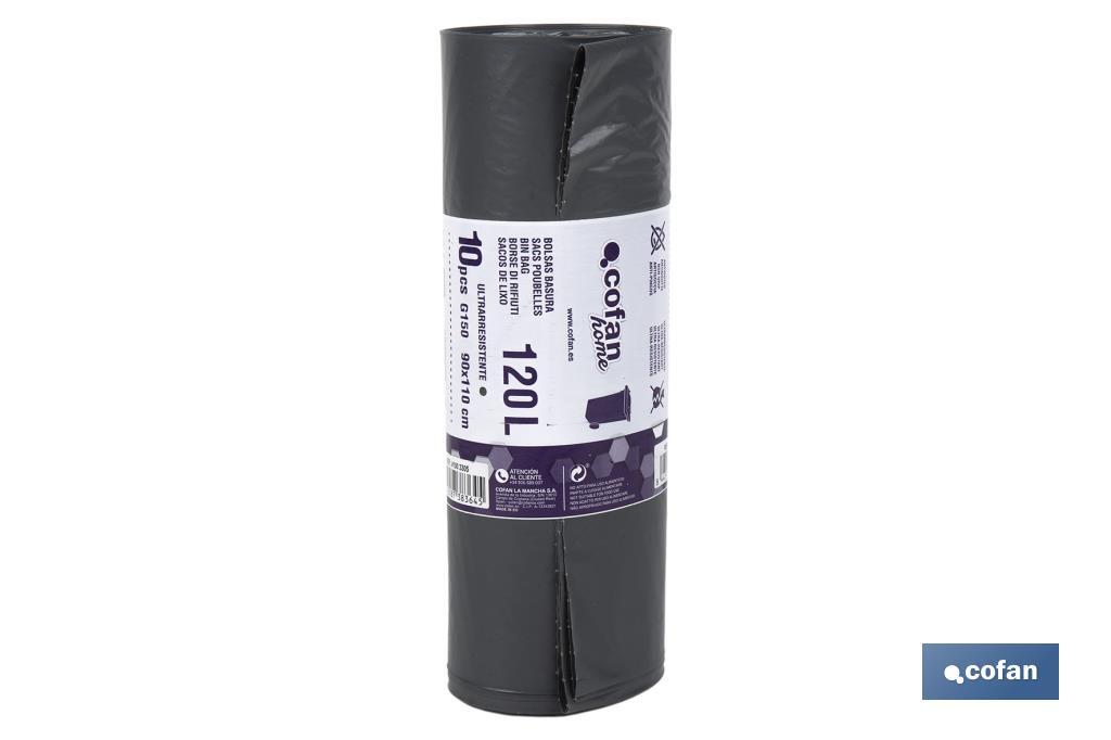 BOLSA DE BASURA 90X110 GALGA 150 COLOR GRIS 10 UDS.