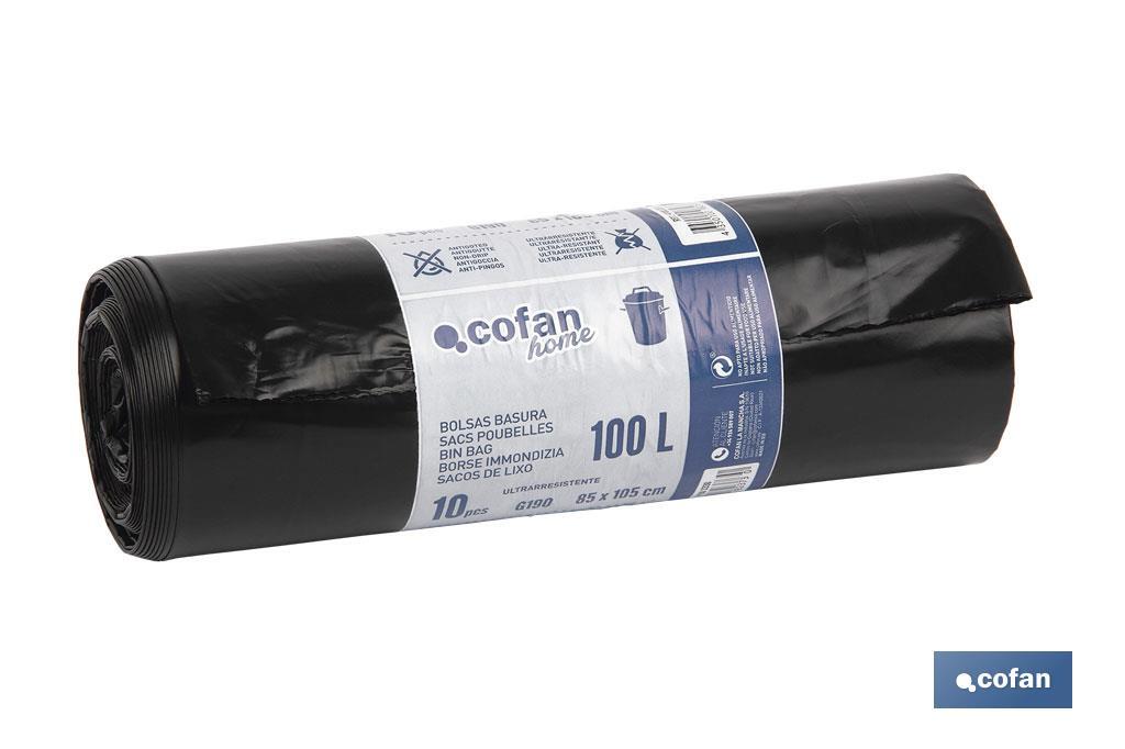 BOLSA DE  BASURA 85X105 G.130 COLOR NEGRO 10 UDS