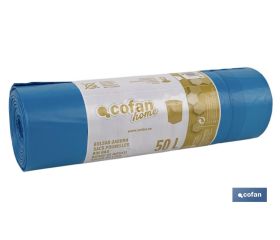 Bolsas de basura perfumadas con autocierre en color azul | Medidas de 70 x 70 cm y galga de 120