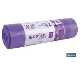 Bolsas de basura perfumadas con autocierre en color violeta | Medidas de 57 x 57 cm y galga de 90