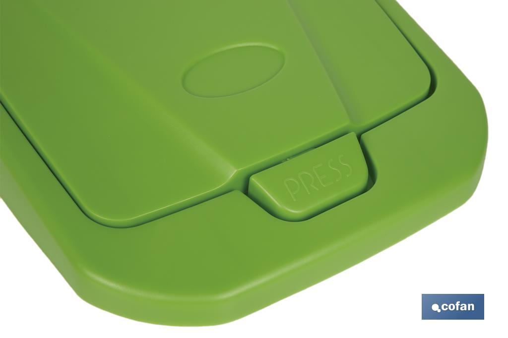 CUBO DE BASURA PARA RECICLAR 25 LITROS  COLOR VERDE 21.5 X 36 X 51 CM