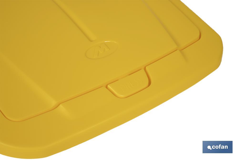 CUBO DE BASURA PARA RECICLAR 45 LITROS  COLOR AMARILLO 36.5 X 36 X 51  CM