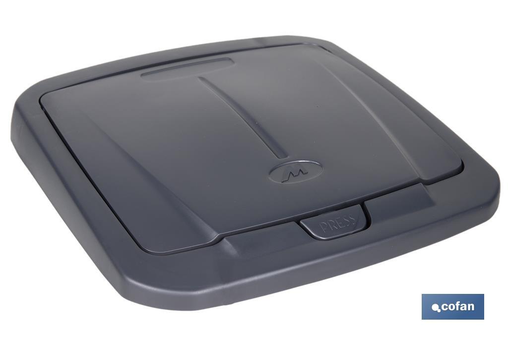 CUBO DE BASURA PARA RECICLAR 45 LITROS  COLOR GRIS 36.5 X 36 X 51  CM