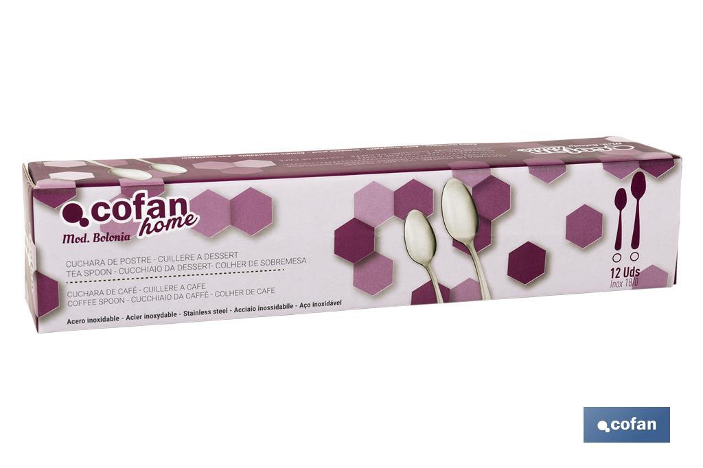 CAJA 12uds CUCHARA DE CAFÉ INOX C-18/0 MODELO BOLONIA 1.5 mm