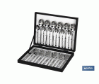 Cubertería | Modelo Bari | Fabricado en Acero Inox 18/0 | Juego de 24 pcs | Incluye estuche negro de madera