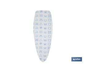 Funda tabla de planchar de algodón 100 % | Símbolos lavar | Medida: 135 x 53 cm