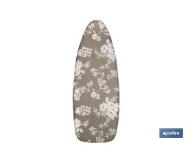 Funda para Tabla de Planchar Acolchada de Algodón | Medidas: 140 x 60 cm | Estampado Gris con Flores