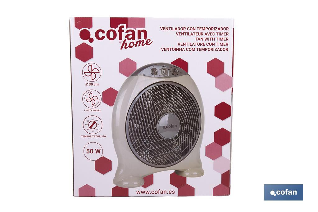 VENTILADOR CON TEMPORIZADOR 50 W BEIGE CLARO