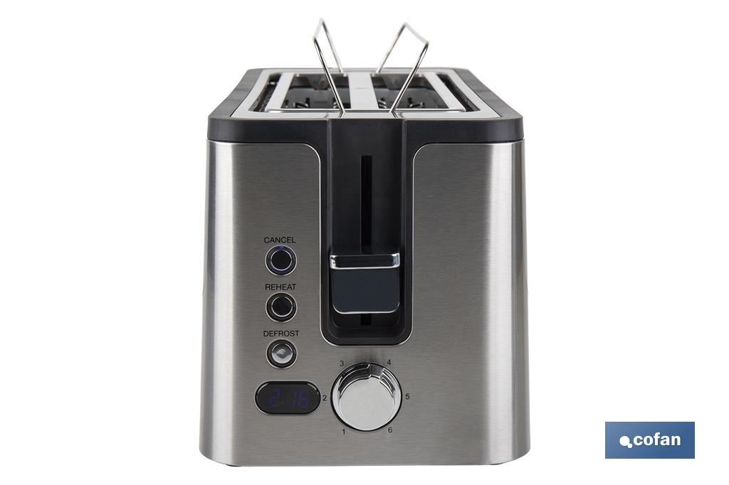 TOSTADOR ANTIHUELLAS 2 RANURAS GRANDES  ACERO INOXIDABLE PANTALLA DIGITAL 35 X 16 X 19 CM 1500 W