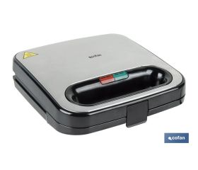 Sandwichera | Revestimiento antiadherente | Compartimentos para 2 sándwiches | Potencia: 750 W | Medidas: 23,7 x 23,3 x 9 cm
