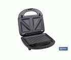 SANDWICHERA MULTIUSOS,GRILL Y GOFRERA 3 EN 1 PLACAS INTERCAMBIABLES  750W 24 X 22,8 X10,9 CM