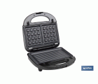 SANDWICHERA MULTIUSOS,GRILL Y GOFRERA 3 EN 1 PLACAS INTERCAMBIABLES  750W 24 X 22,8 X10,9 CM
