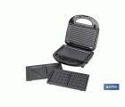 Sandwichera multiusos | Placas intercambiables para grill, gofres y sándwiches | Revestimiento antiadherente | Potencia: 750 W