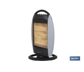 Estufa halógena oscilante con tres niveles de potencia | Emisión instantánea de calor con tres barras halógenas | Sistema de seguridad antivuelco
