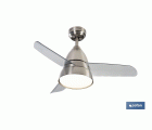 Ventilador de techo de 3 aspas con acabado en acero y con luz led | Motor DC (bajo consumo) y potencia de 55 W
