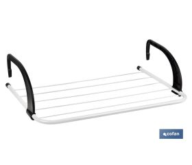 Tendedero para Radiador/Balcón | Fabricado en Acero Pintado y Polipropileno | Con 6 Barras de Secado | Medidas: 50 x 33 x 25 cm
