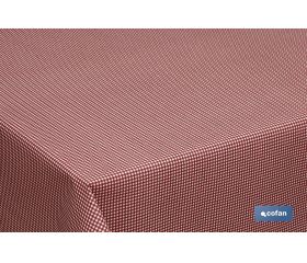 Rollo de mantel resinado con estampado de Cuadritos Vichy en rojo | Medidas: 1,40 x 20 m