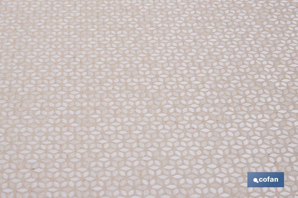 MANTEL REDONDO PETALOS ANTIMANCHAS RESINADO JACQUARD CONFECCIONADO 50% ALGODÓN 50% POLIESTER  1,40 M