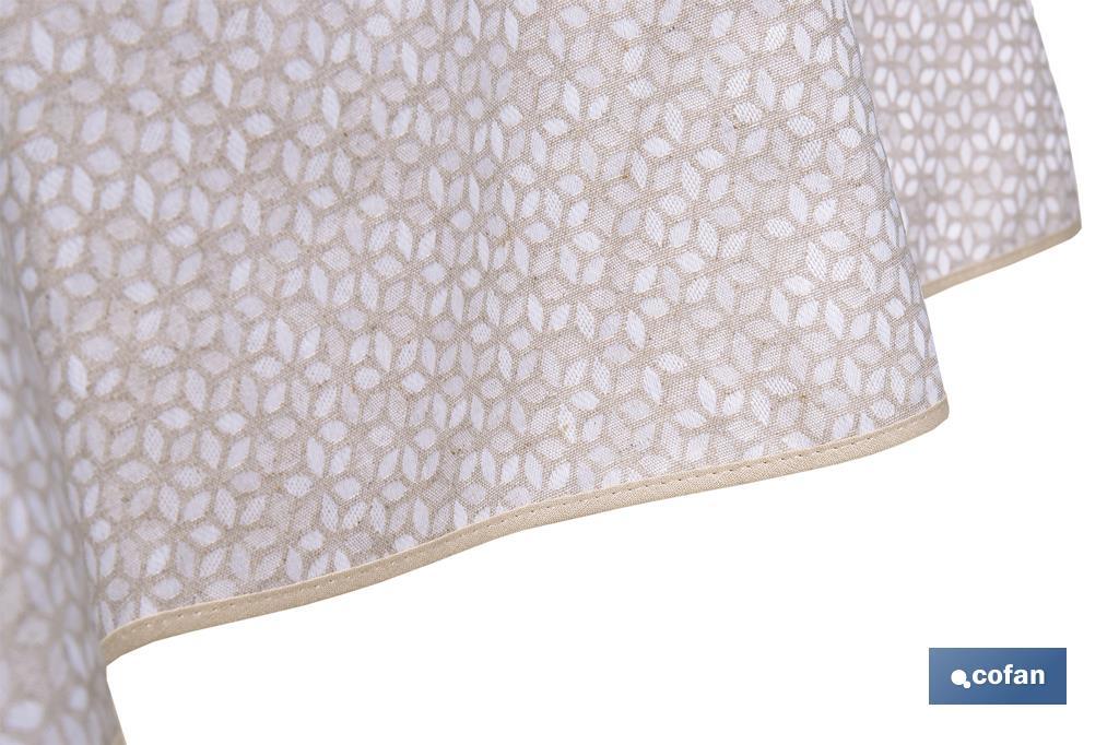 MANTEL REDONDO PETALOS ANTIMANCHAS RESINADO JACQUARD CONFECCIONADO 50% ALGODÓN 50% POLIESTER  1,40 M