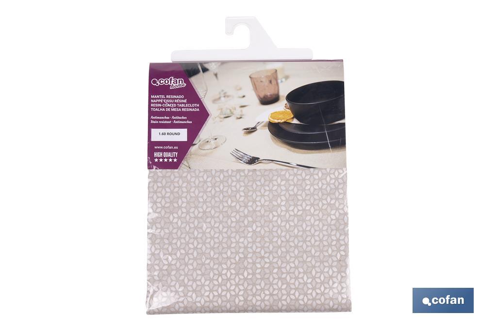 MANTEL REDONDO PETALOS ANTIMANCHAS RESINADO JACQUARD CONFECCIONADO 50% ALGODÓN 50% POLIESTER 1,60 M