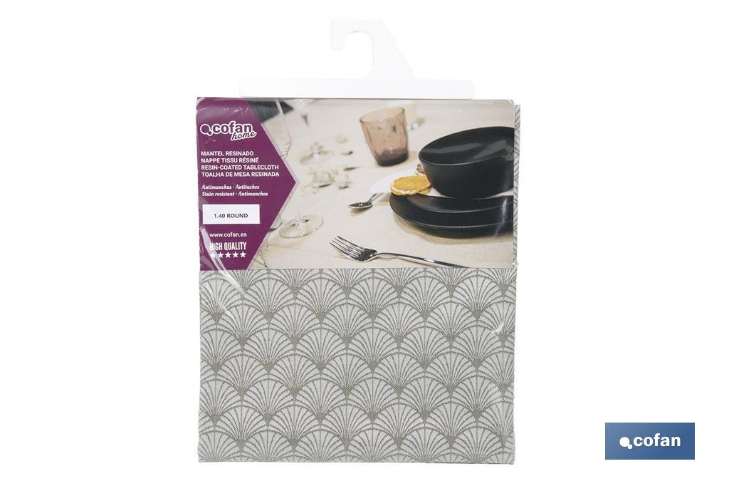 MANTEL REDONDO ARCOS VERDES ANTIMANCHAS RESINADO JACQUARD CONFECCIONADO 50% ALGODÓN 50% POLIESTER 1,40 M