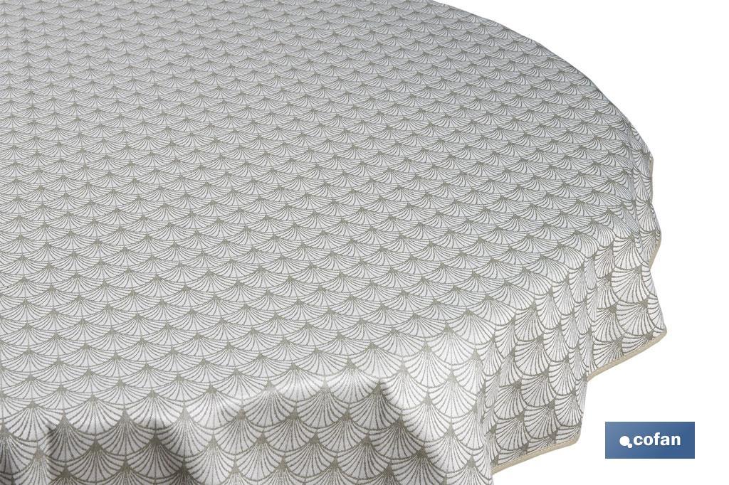 MANTEL REDONDO ARCOS VERDES ANTIMANCHAS RESINADO JACQUARD CONFECCIONADO 50% ALGODÓN 50% POLIESTER 1,80 M