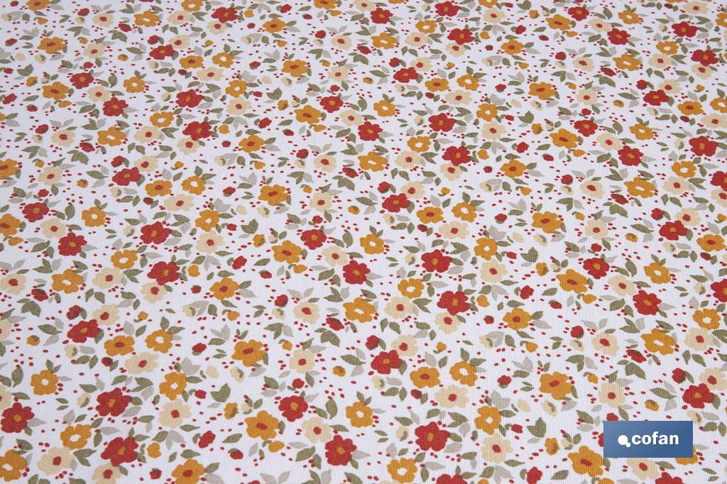 MANTEL REDONDO FLORECITA ANTIMANCHAS RESINADO CONFECCIONADO 50% ALGODÓN 50% POLIESTER 1,40 M