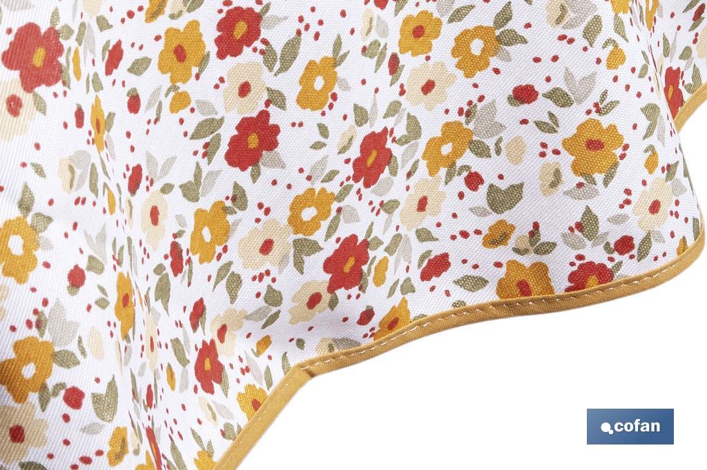 MANTEL REDONDO FLORECITA ANTIMANCHAS RESINADO CONFECCIONADO 50% ALGODÓN 50% POLIESTER 1,40 M