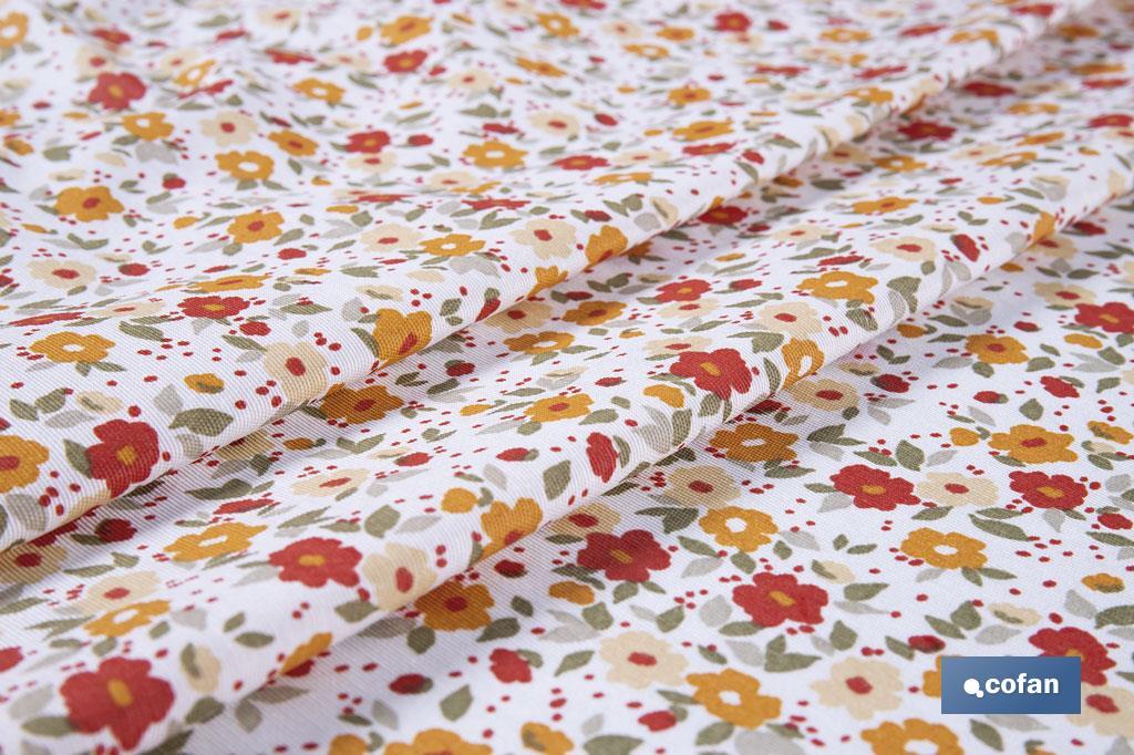 MANTEL REDONDO FLORECITA ANTIMANCHAS RESINADO CONFECCIONADO 50% ALGODÓN 50% POLIESTER 1,40 M