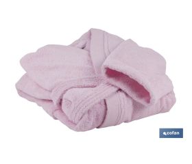 Albornoz | Modelo Flor | Color Rosa Claro | 100% algodón | Gramaje 500 g/m² | Varias Tallas