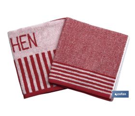 Pack de 2 paños de cocina | Medida 50 x 50 cm | Color rojo y blanco | Modelo Cabernet