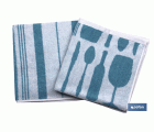 Pack de 2 paños de cocina | Medida 50 x 50 cm | Color azul con estampado | Modelo Malbec