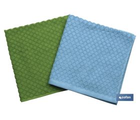Pack de 2 paños de cocina | Medida 50 x 50 cm | Color verde y azul | Modelo Merlot